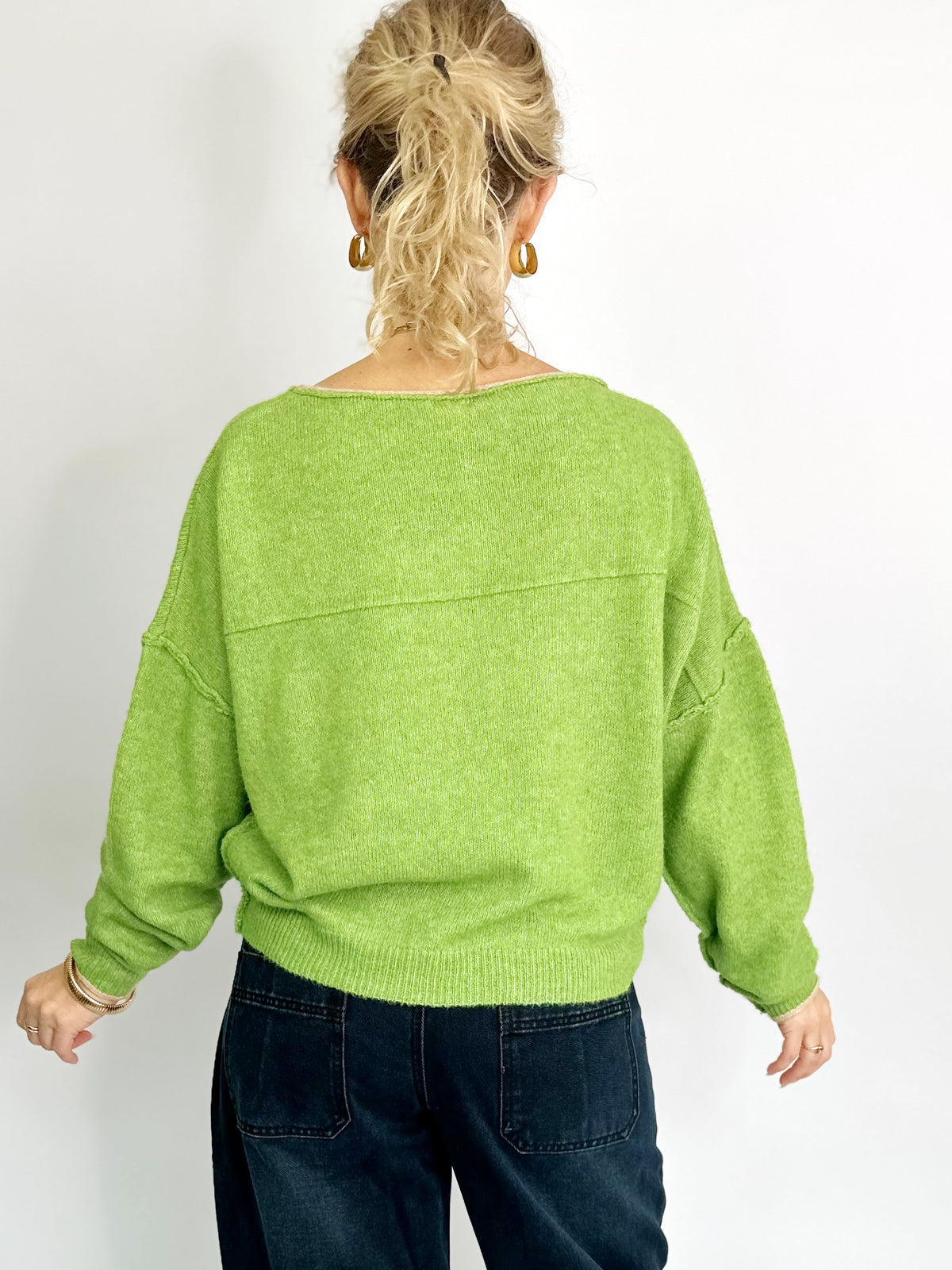Cassie Cashmere Touch Oversized Sweater Apple Green