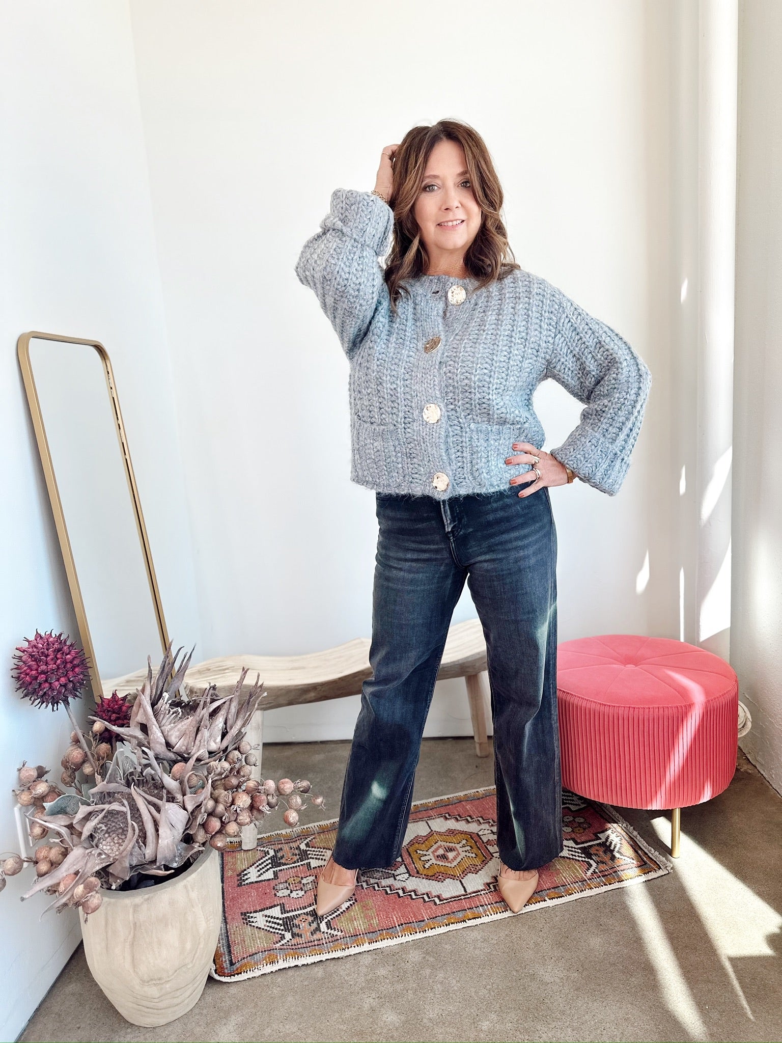 Annalise Chunky Knit Cardigan H. Grey