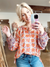 Veronica Print Ruffle Top Oat/Orange