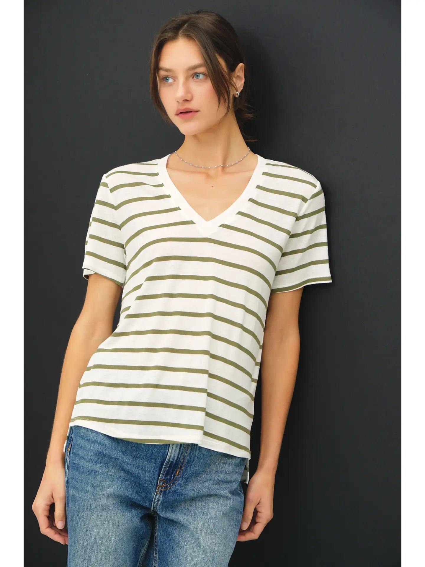 Demi Stripe Tee Dk. Forest