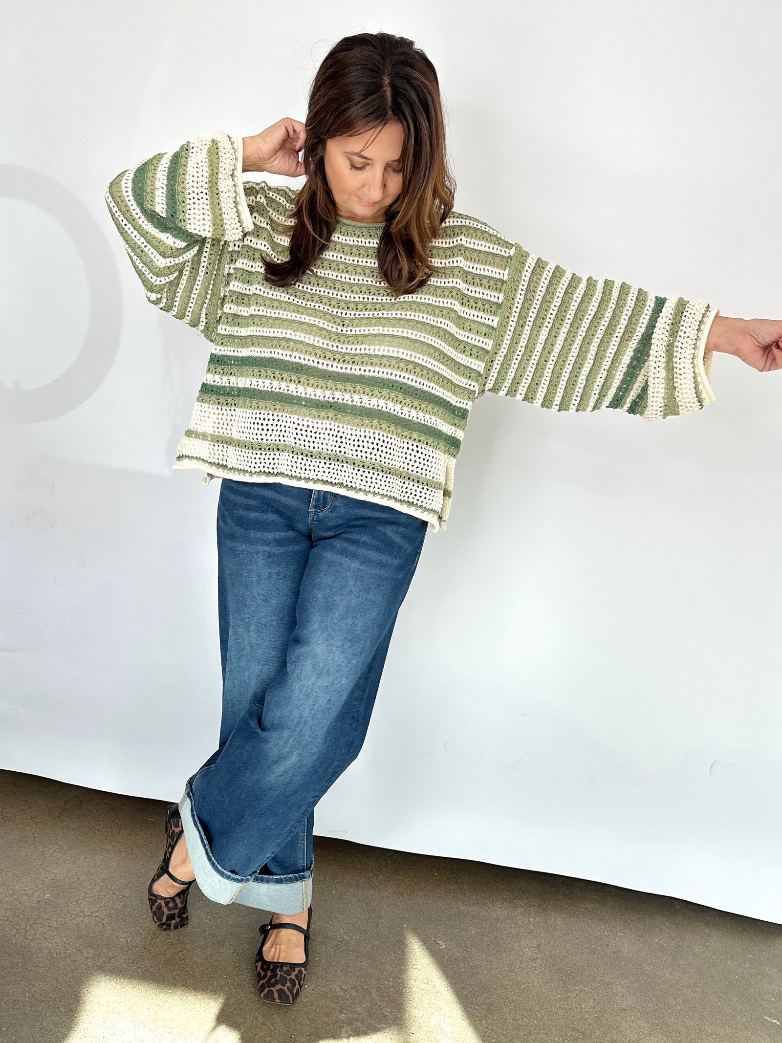 Lisa Striped Crochet Boxy Sweater