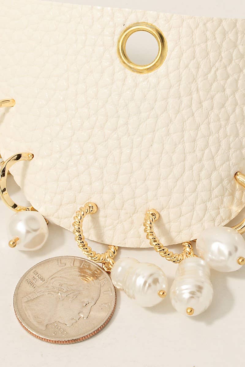 Pearl Charm Hoop Earrings Set