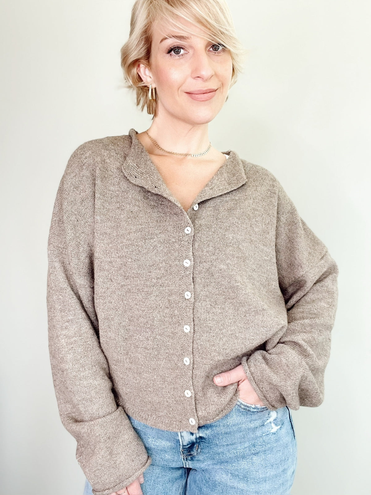 Piper Button Up Cardigan Mocha