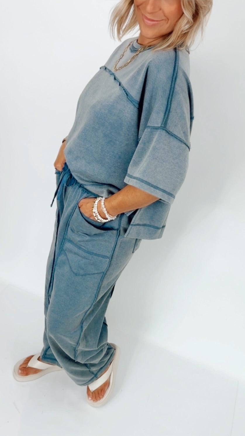 Tracy Barrel Pants &amp; Top Set Denim Blue