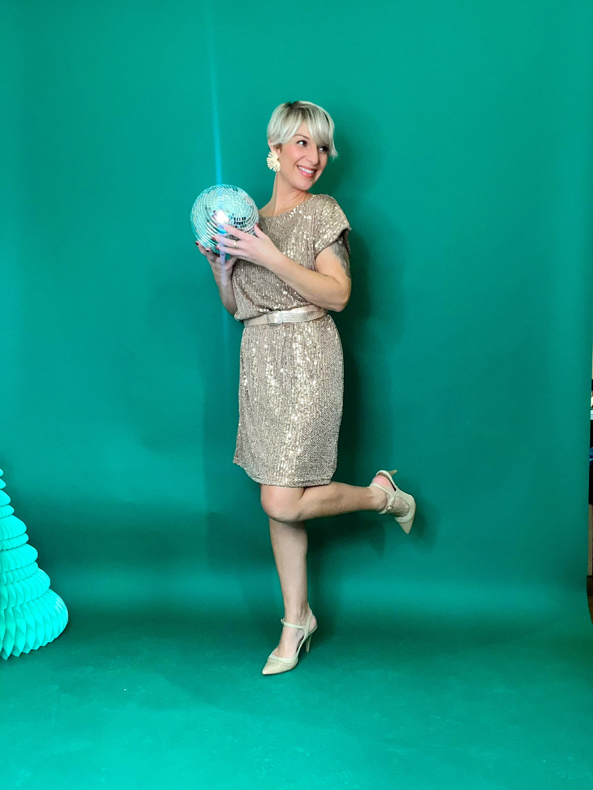 Justina Sequin Shift Dress