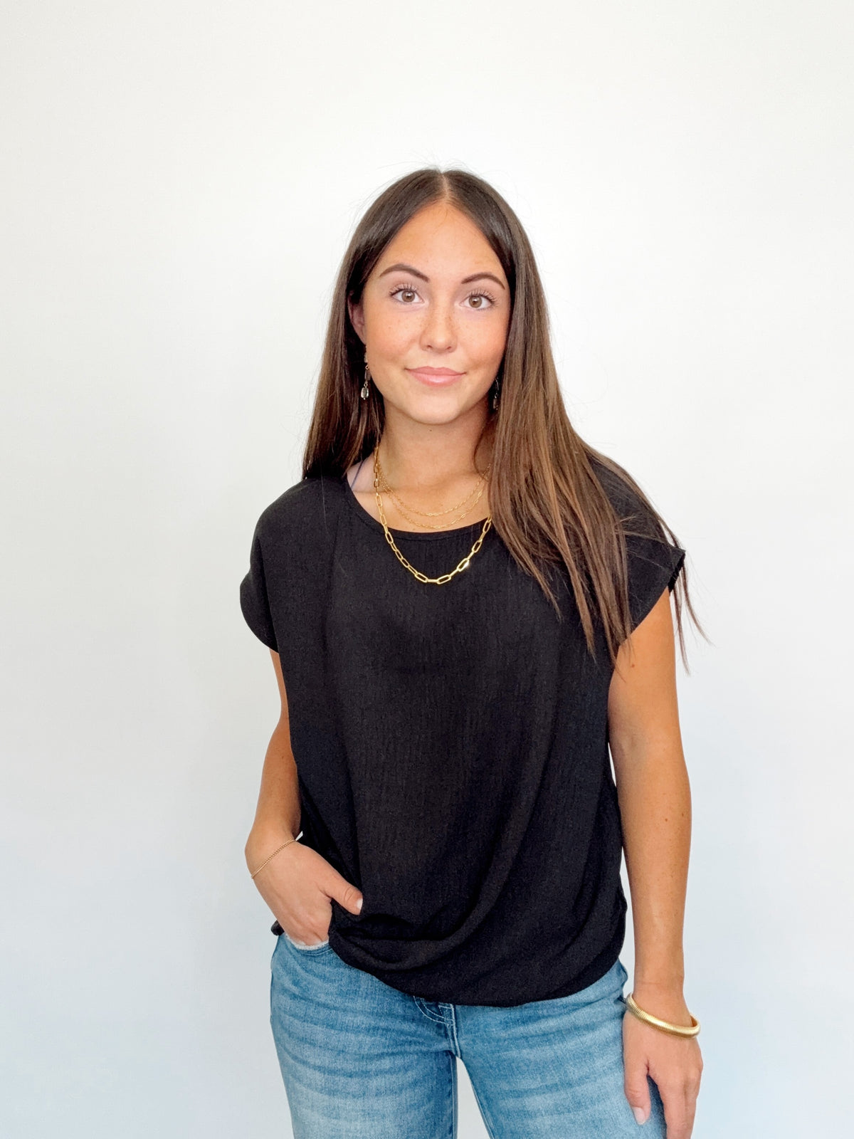 Morgan Twist Hem Top Black