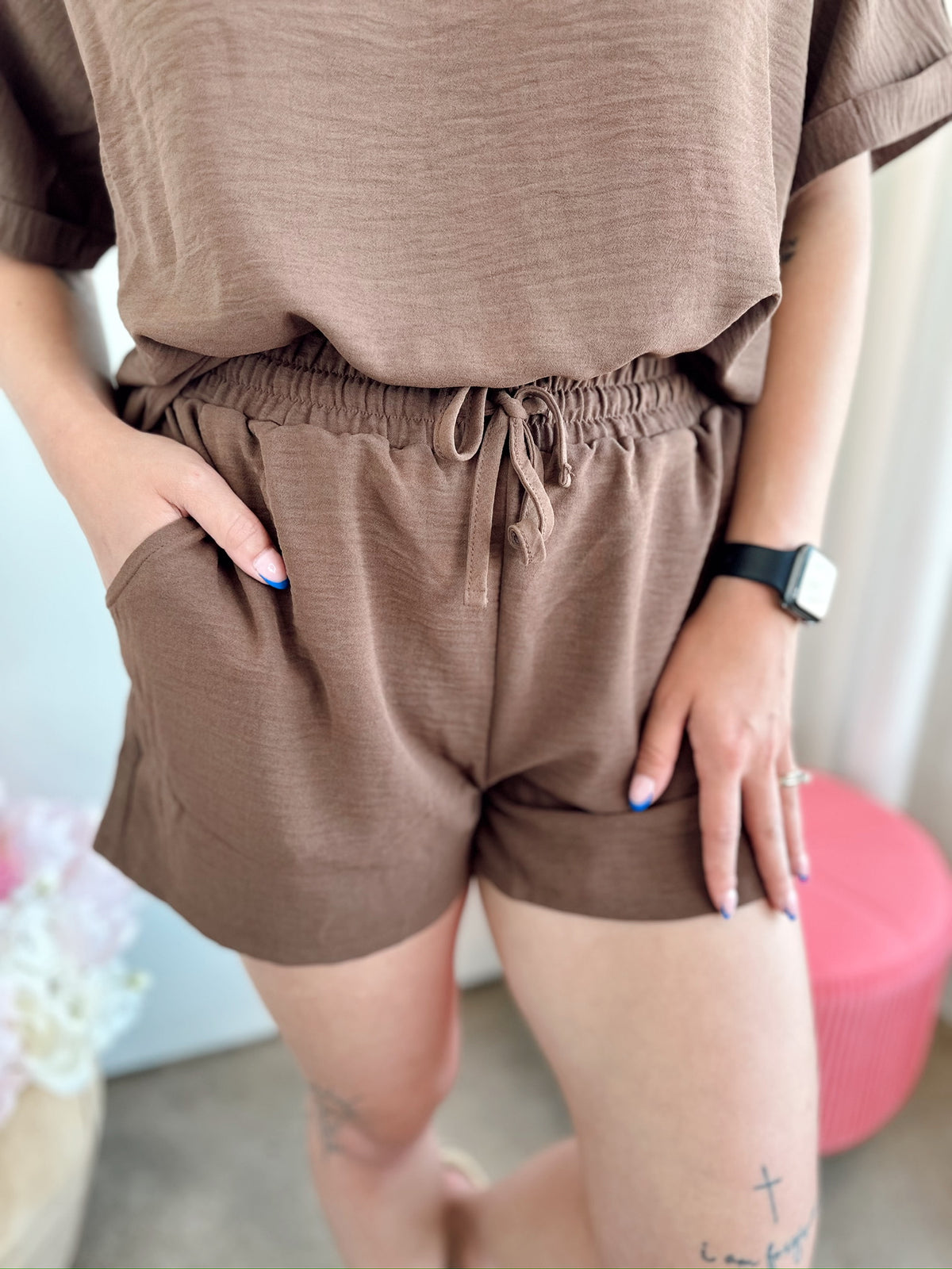 Abby Top &amp; Shorts Set Brown