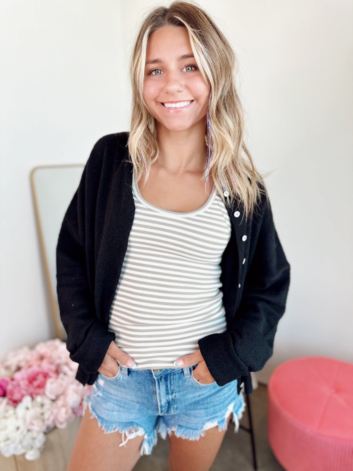 Piper Button Up Cardigan Black