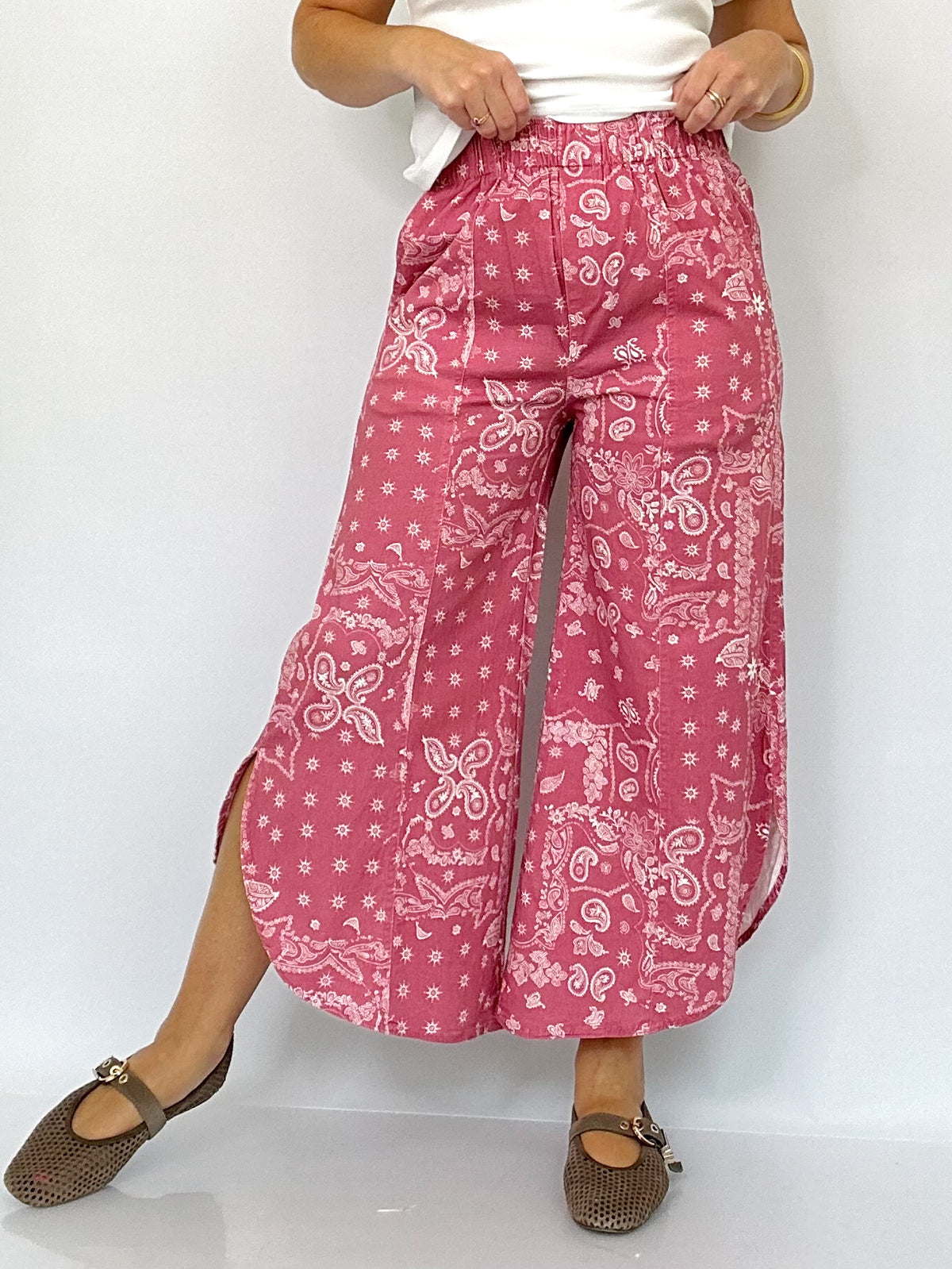Nyla Tulip Washed Jeans Marsala Paisley