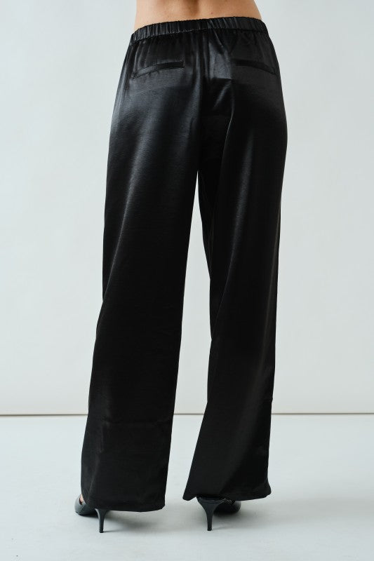 Phoebe Satin Pants Black