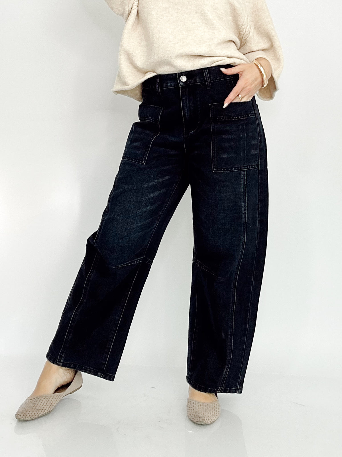 Missy Barrel Jeans Dark Washed