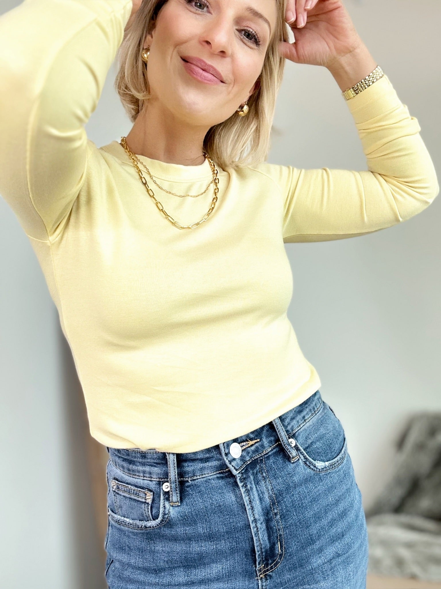 Callista Long Sleeve Top Yellow