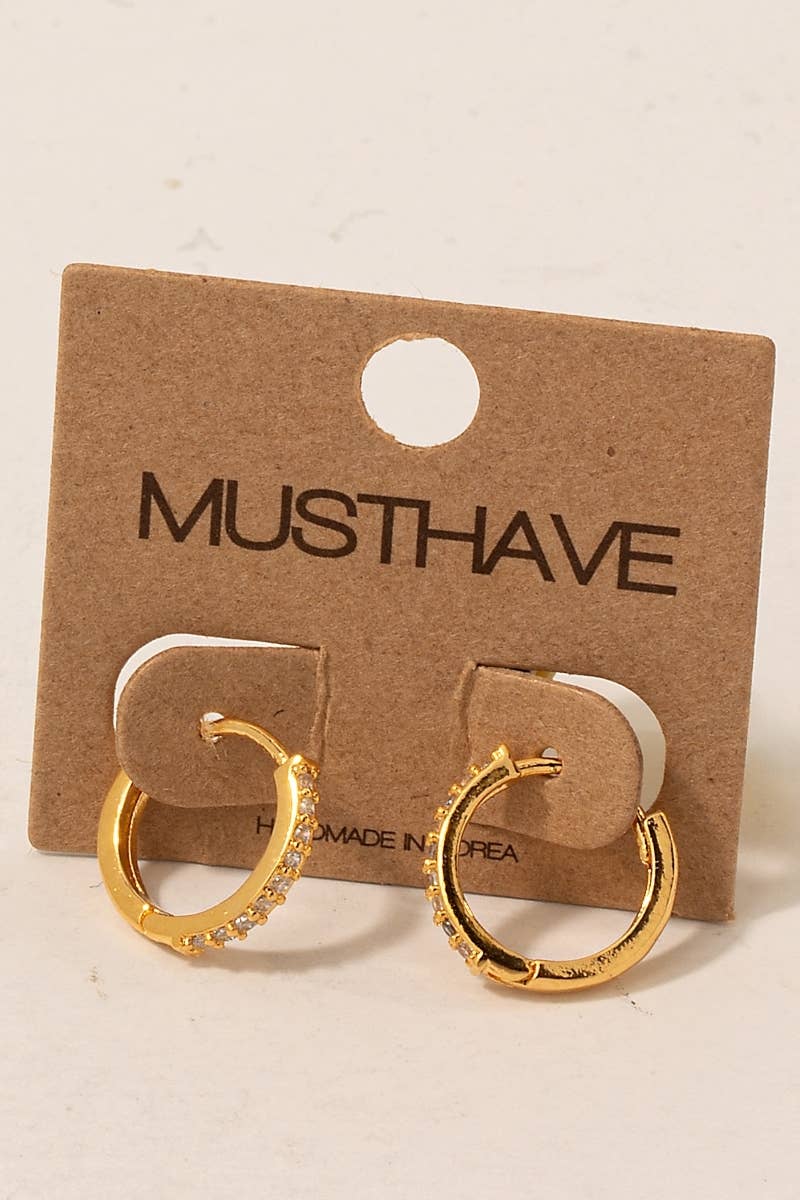 Cz Pave Hinge Hoop Earrings: G