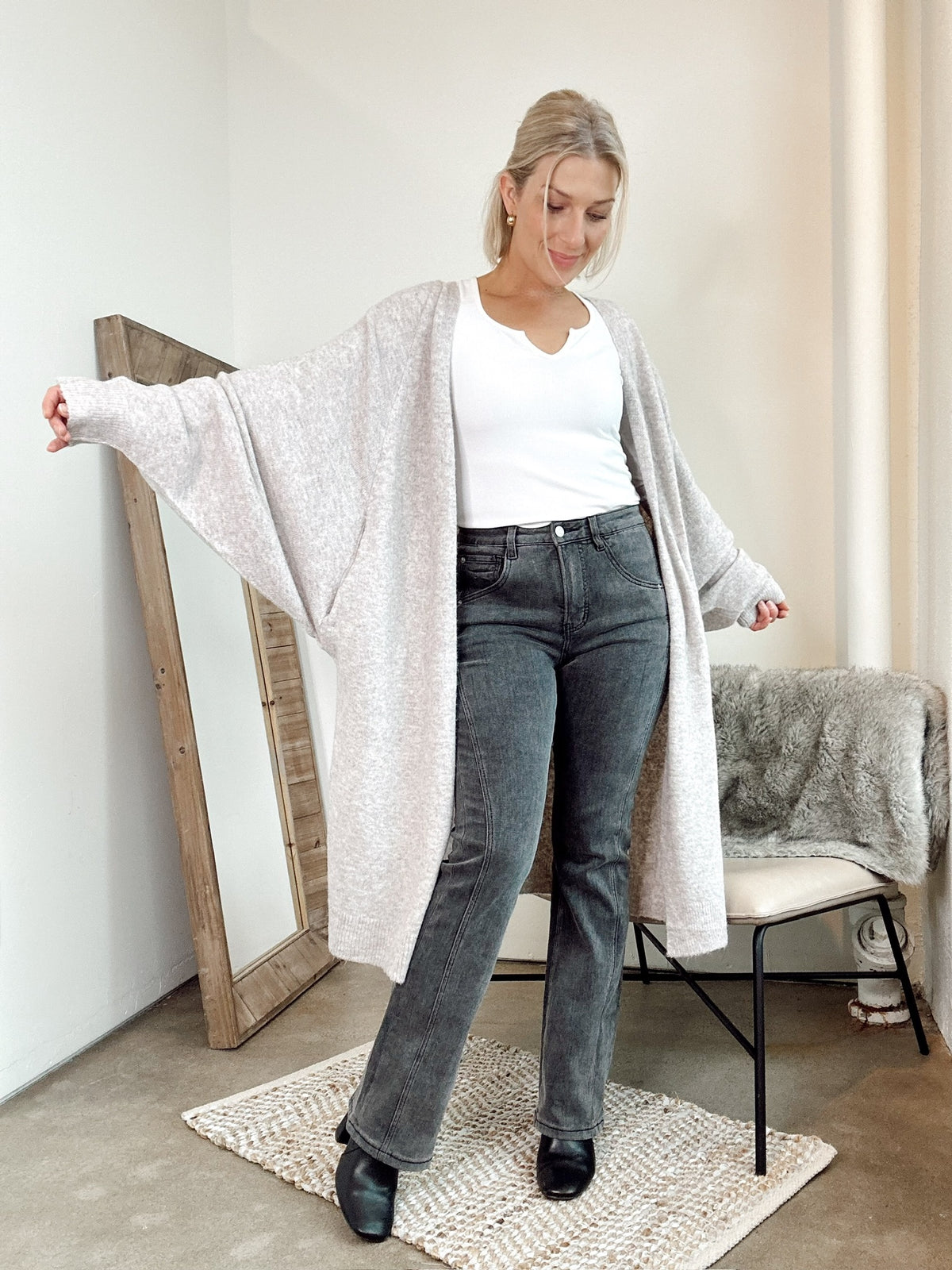 Laurel Oversized Knit Cardigan Beige