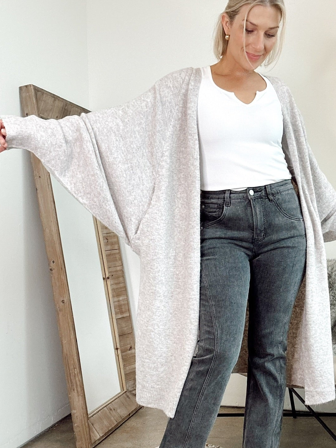 Laurel Oversized Knit Cardigan Beige