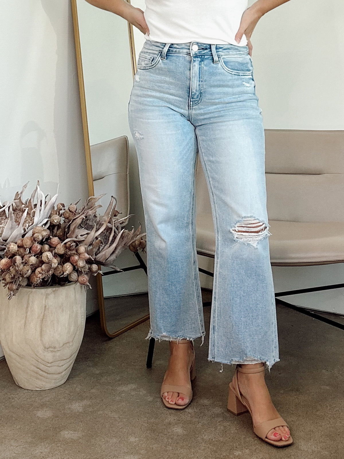 Nina High Rise Distressed Crop Jeans