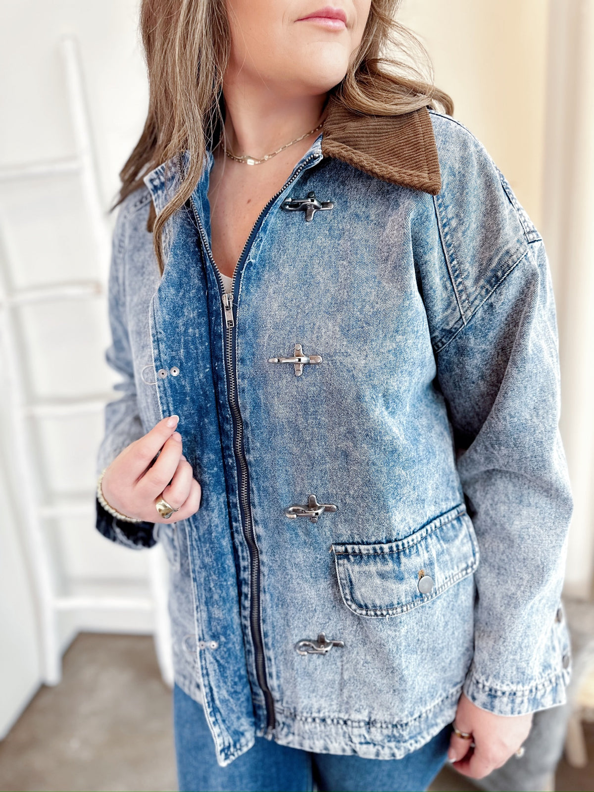 Maggie Contrast Collar Denim Jacket