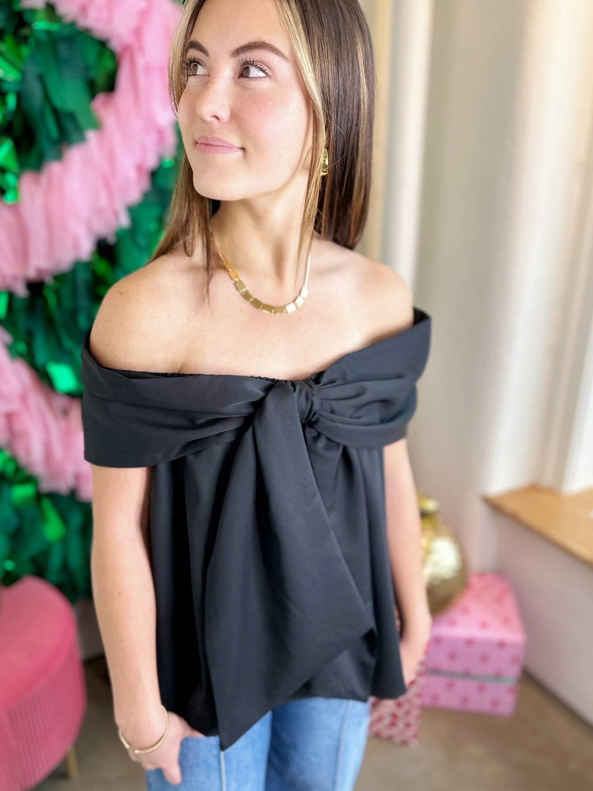 Gloria Bow Off The Shoulder Top