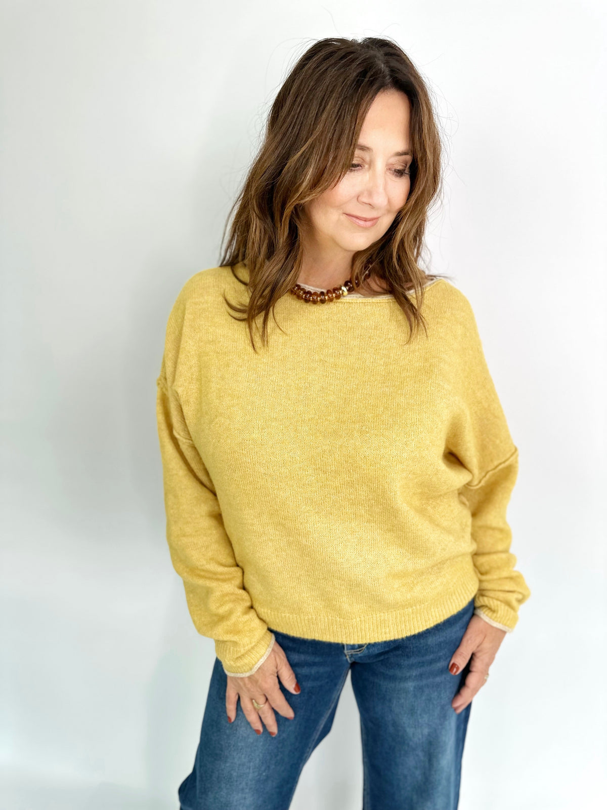 Cassie Cashmere Touch Oversized Sweater Honey Mustard