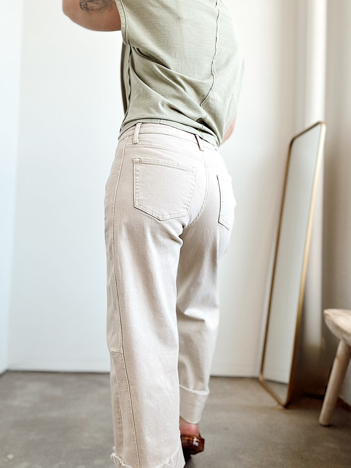 Beth High Rise Crop Cuffed Barrel Jeans