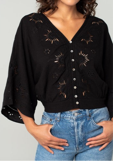 Erin Embroidered Blouse Black