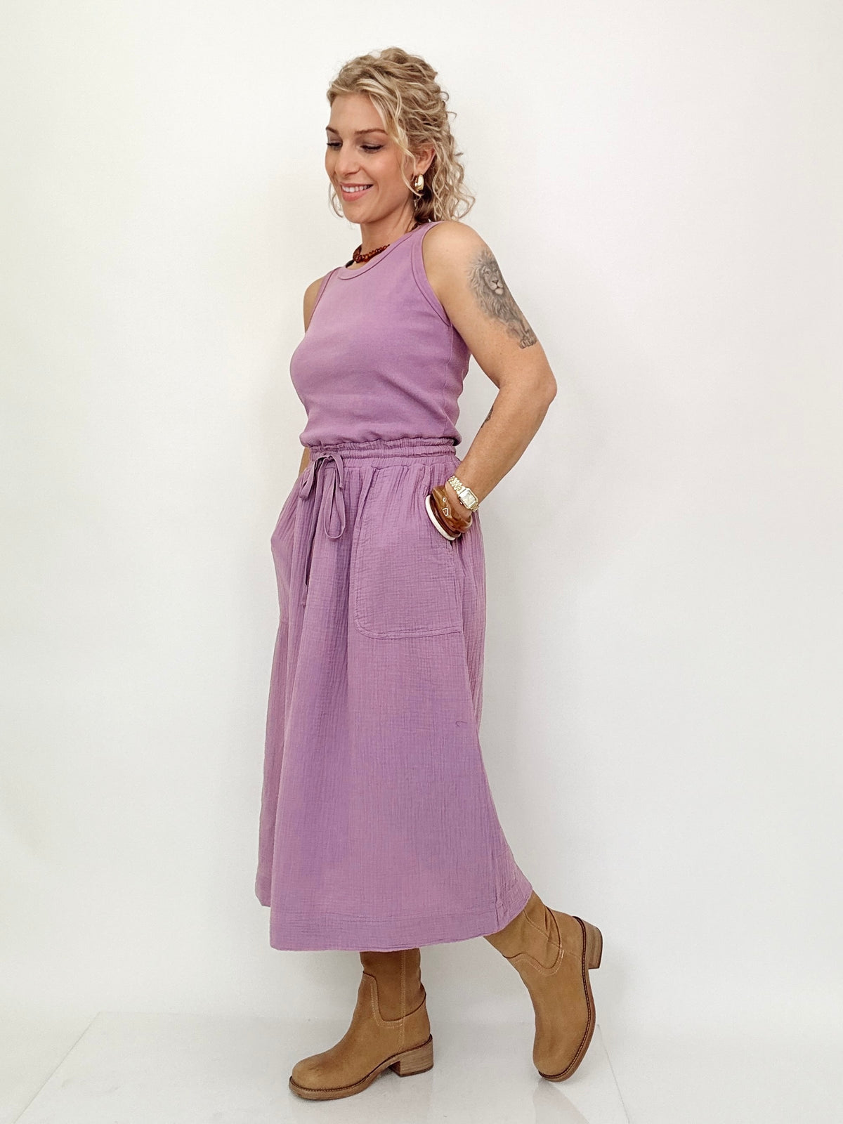 Rae Tank Dress With Gauze Skirt