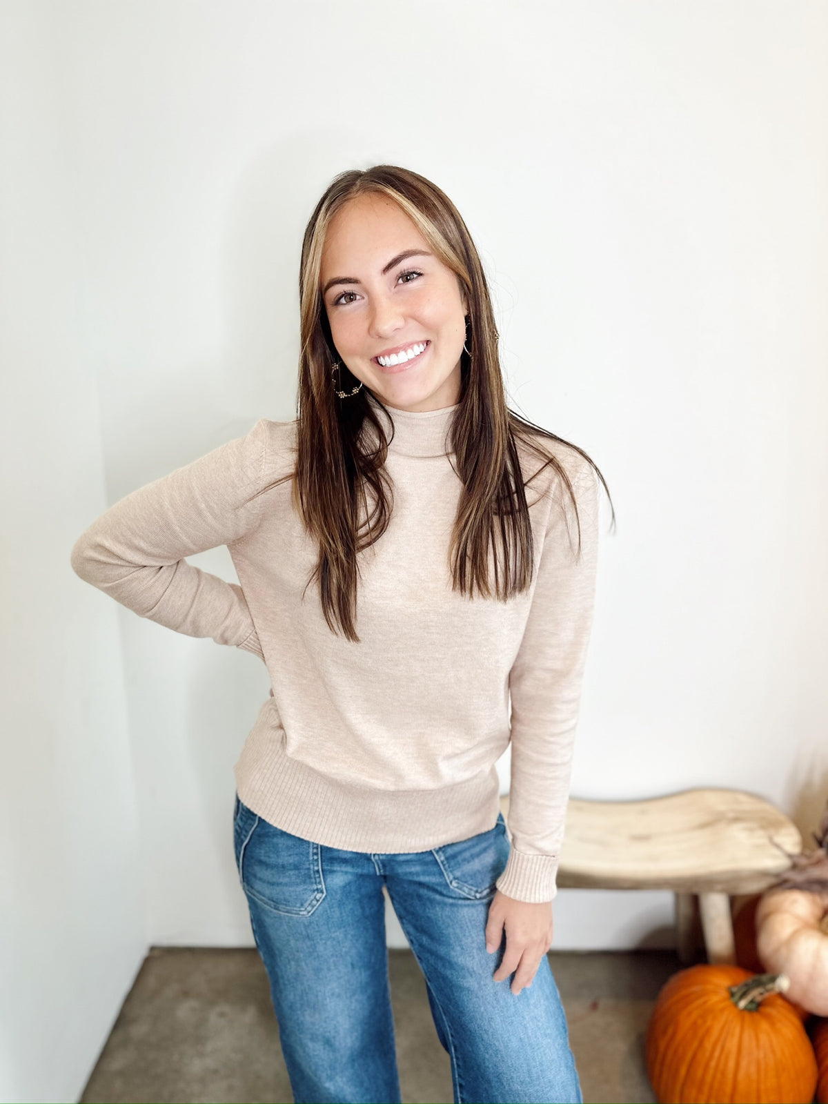 Nicole Mock Neck Sweater Oatmeal