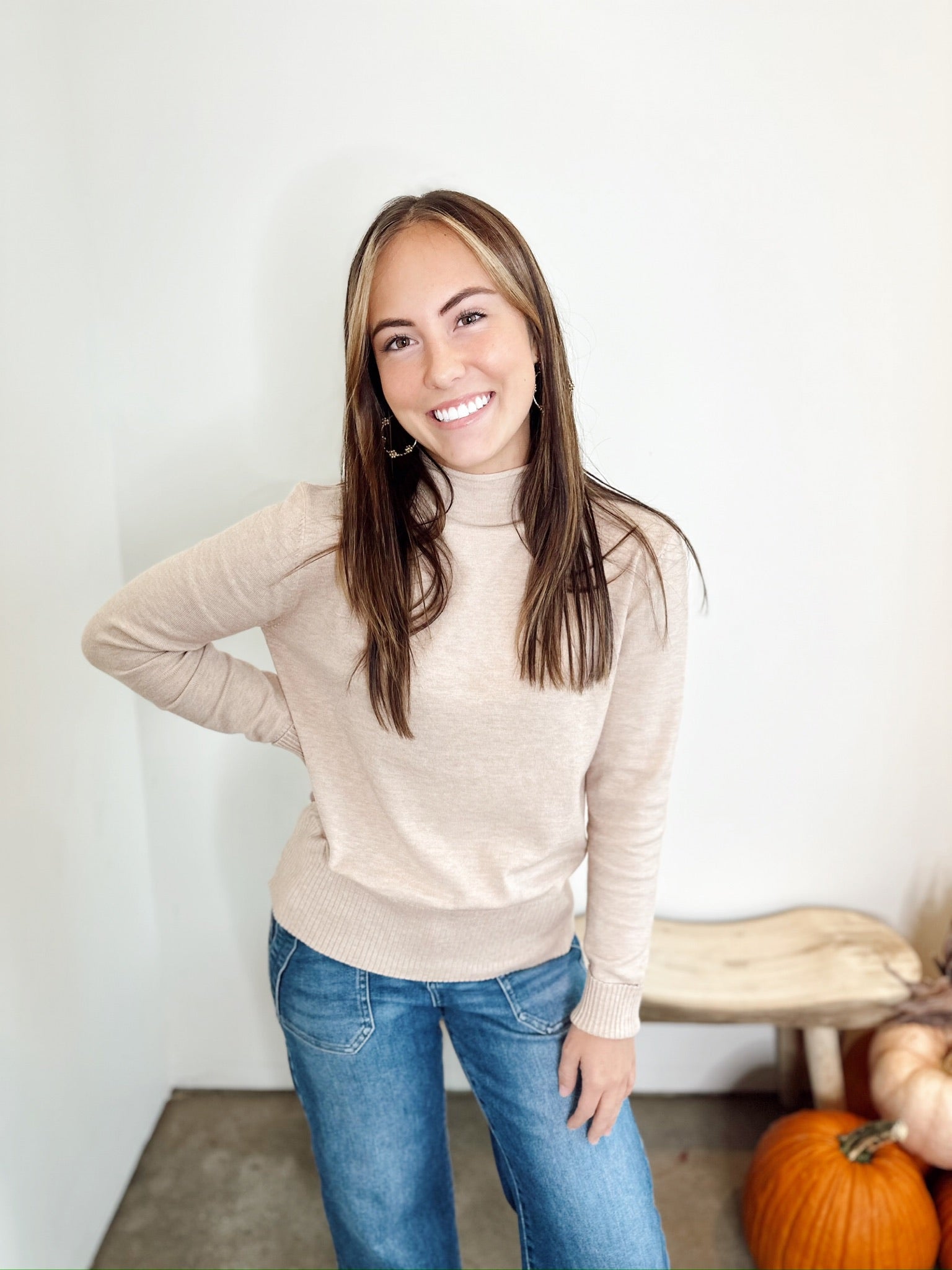 Nicole Mock Neck Sweater Oatmeal