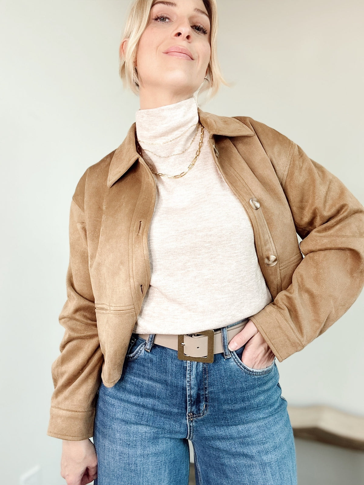 Mae Mock Neck Top Oatmeal