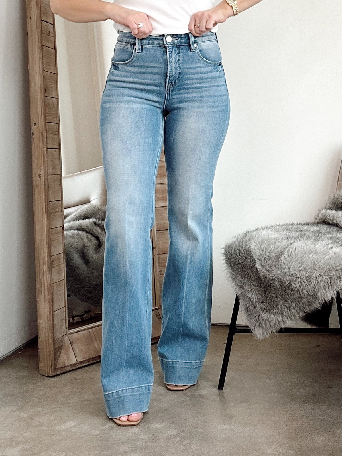 Nina Mid Rise Flare Jeans