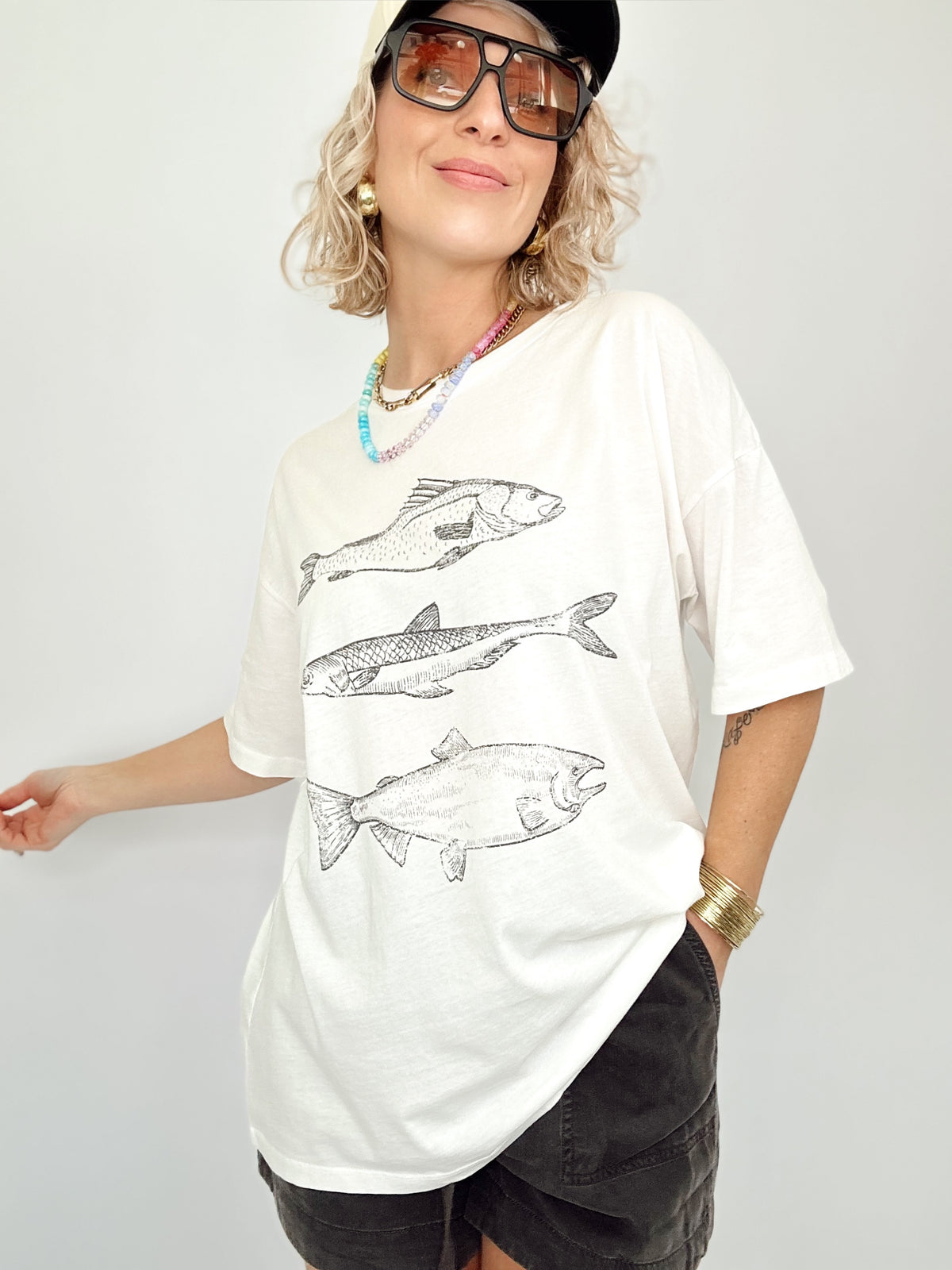 Three Fishes Oversize Graphic Tee