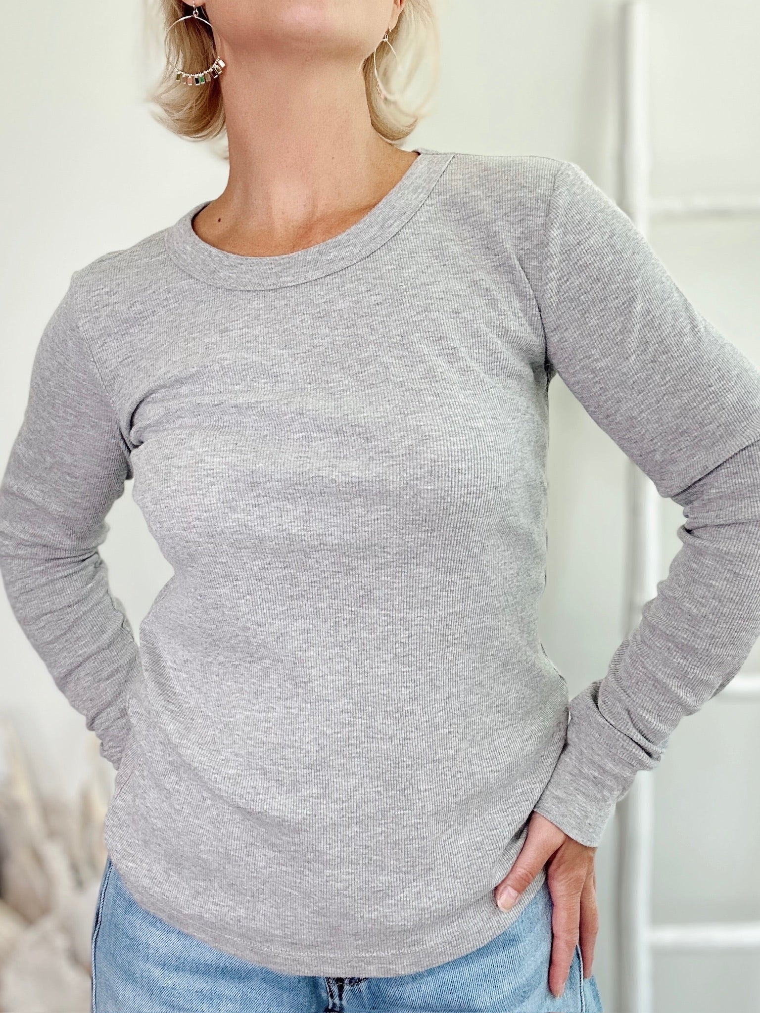 Lana Long Sleeve Top H. Grey