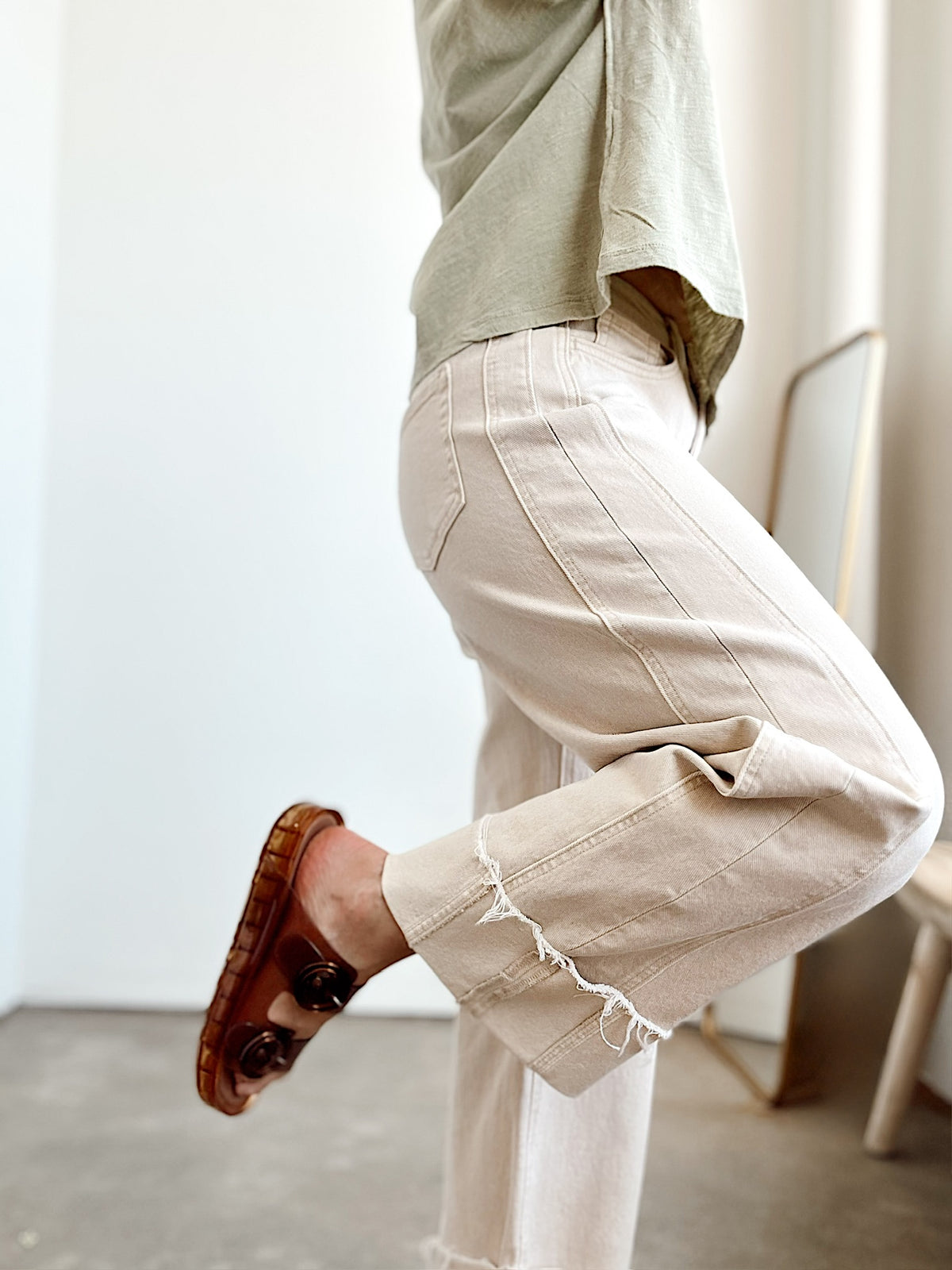 Beth High Rise Crop Cuffed Barrel Jeans