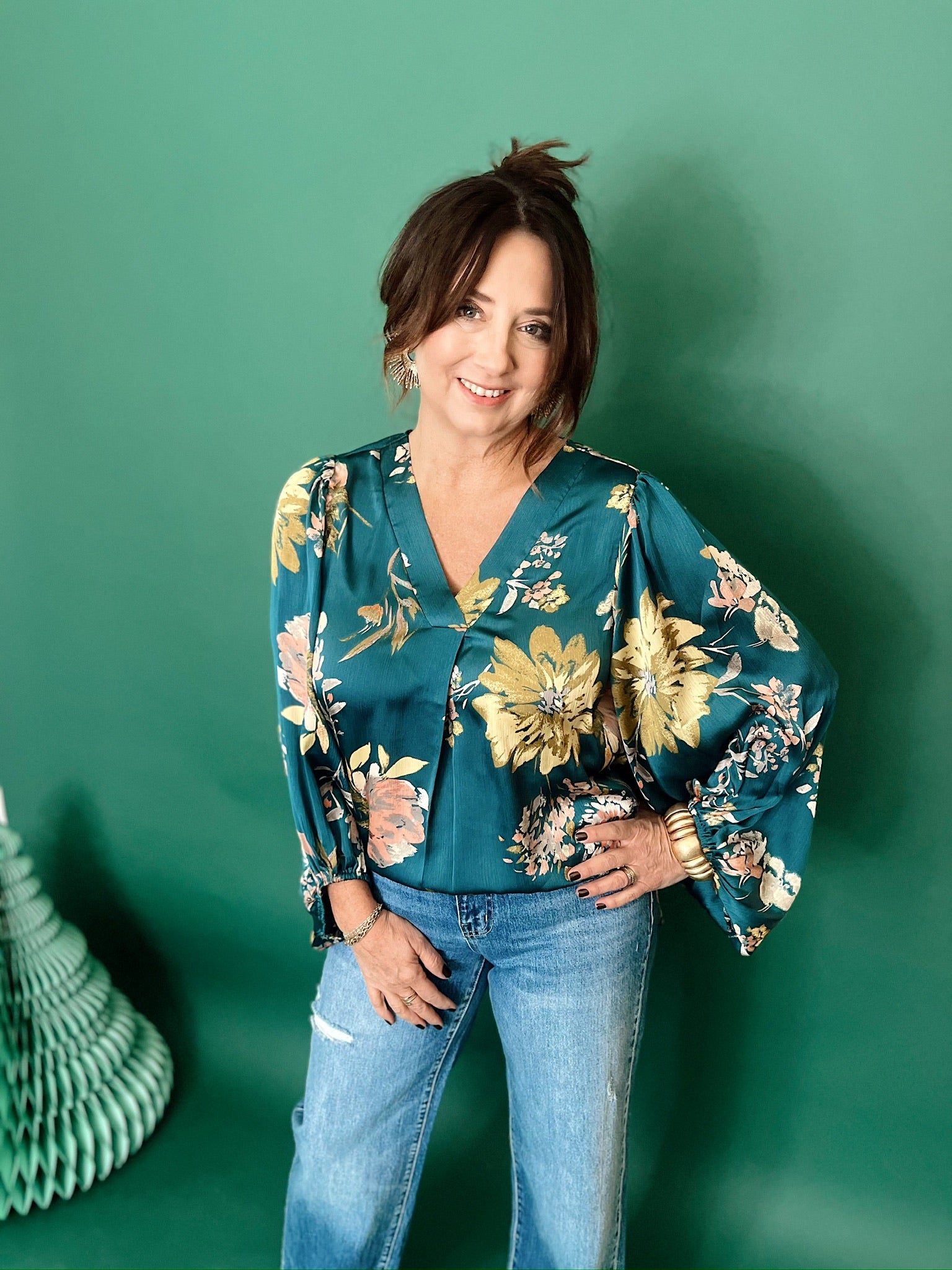 Meg Floral Satin Top