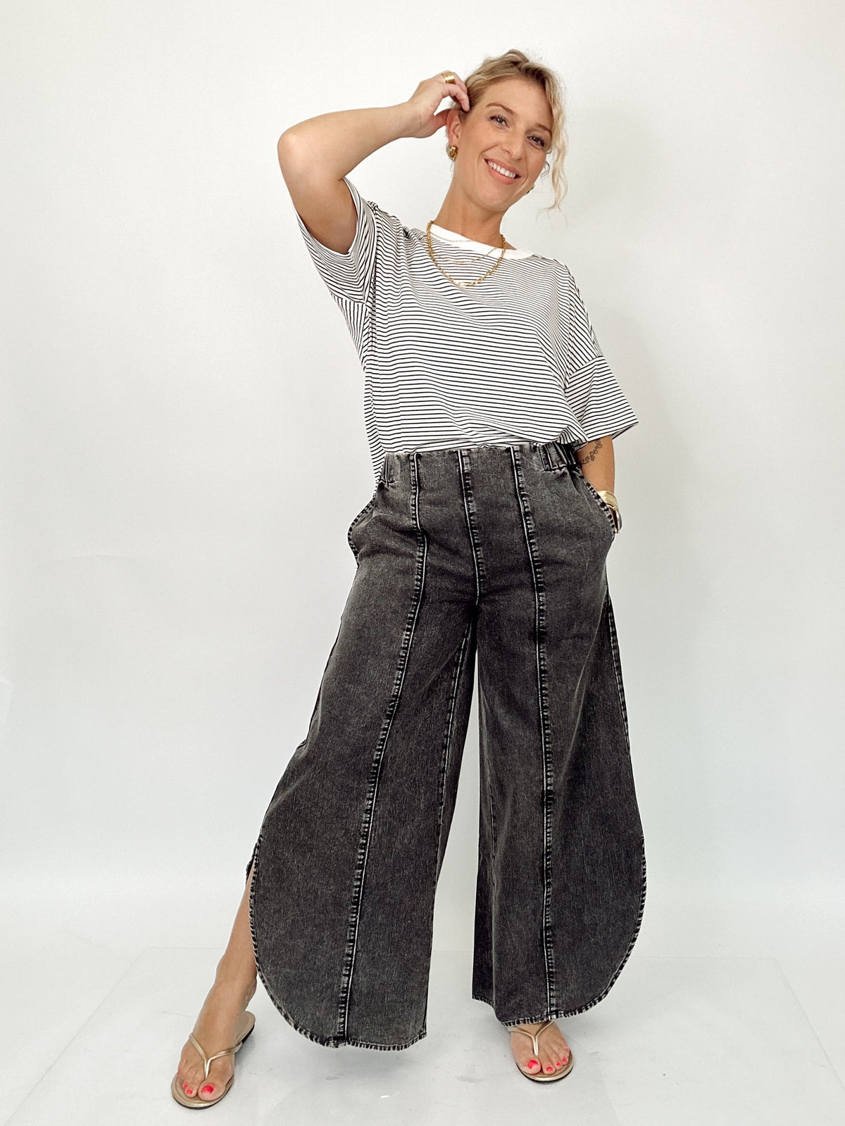 Nellie Tulip Washed Jeans Charcoal Black