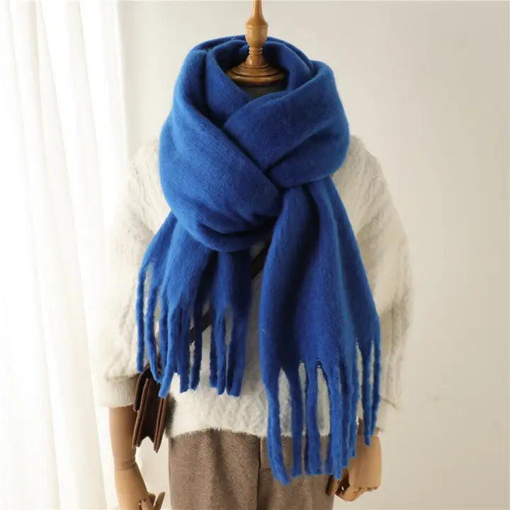 Mohair Tassel Scarf/Shawl Navy