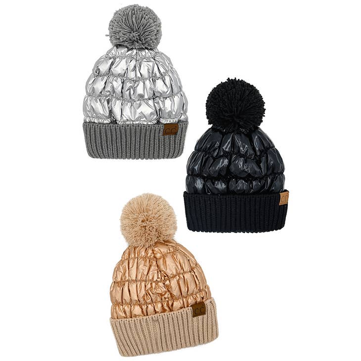 C.C. Puffer Pom Hat, Silver