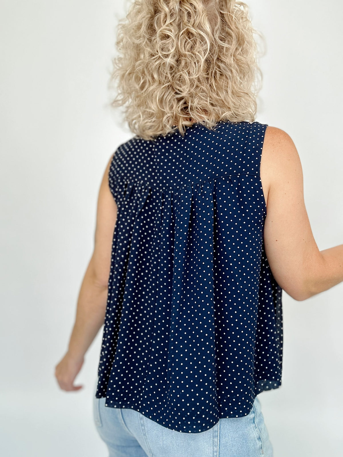 Kelsey Polka Dot Babydoll Top Navy