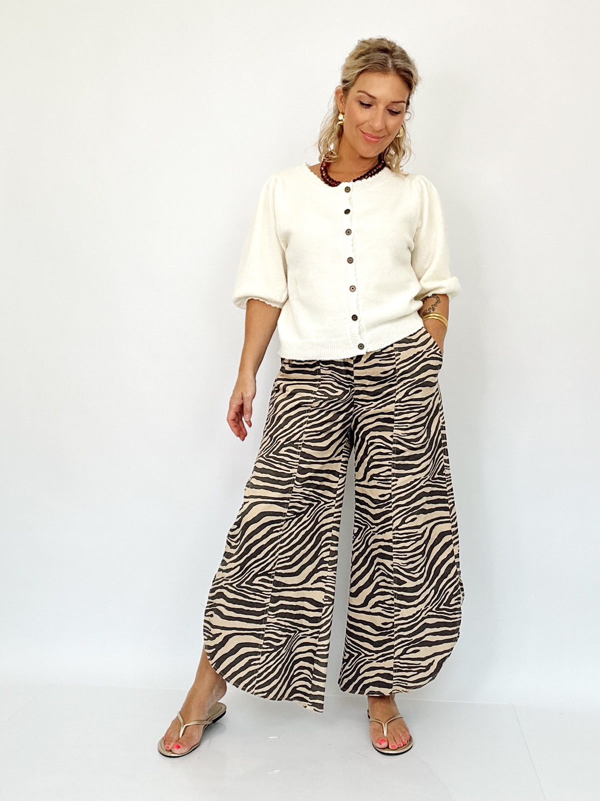 Nyla Tulip Washed Jeans Zebra