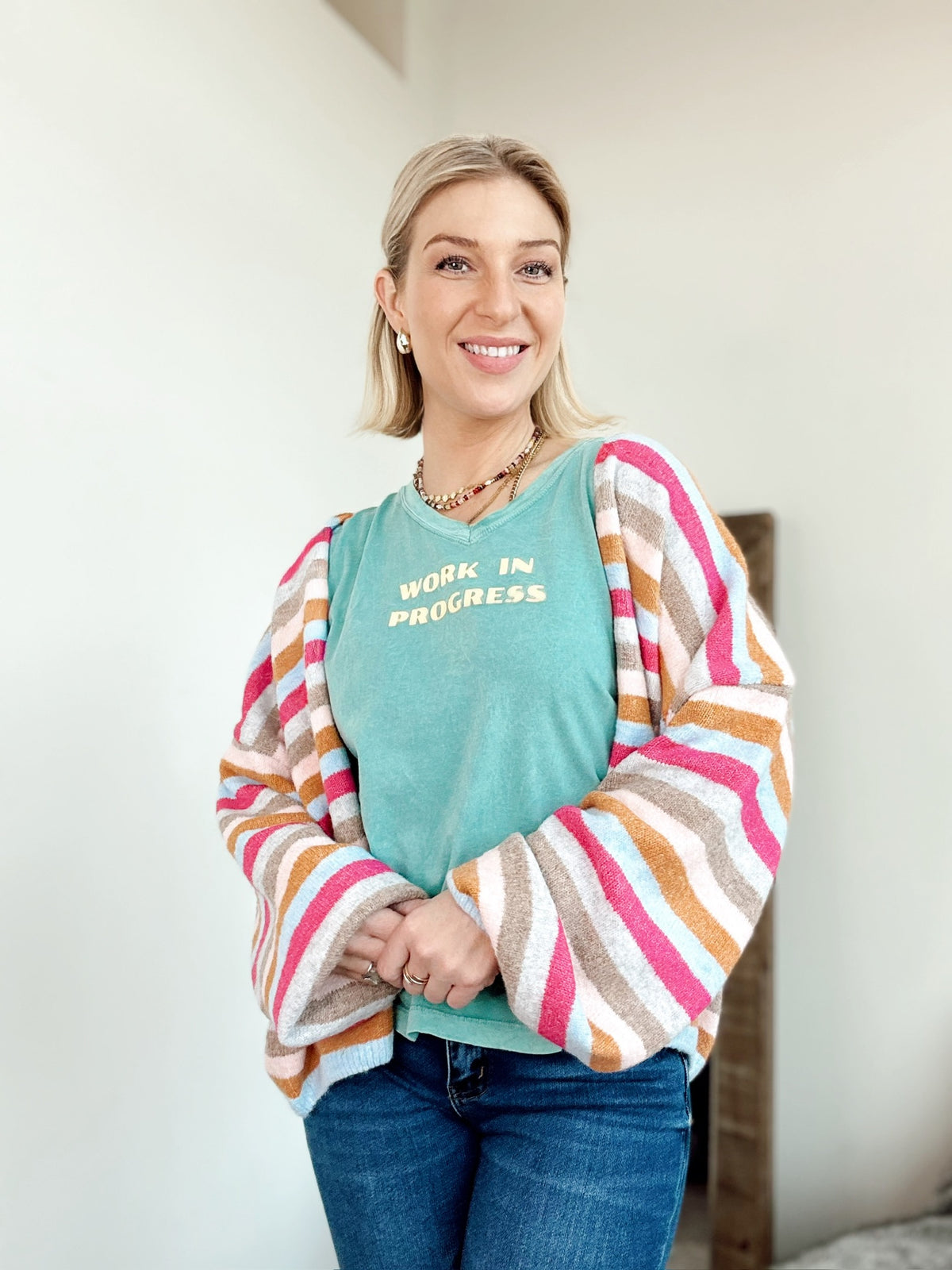 Felicia Striped Sweater Cardigan