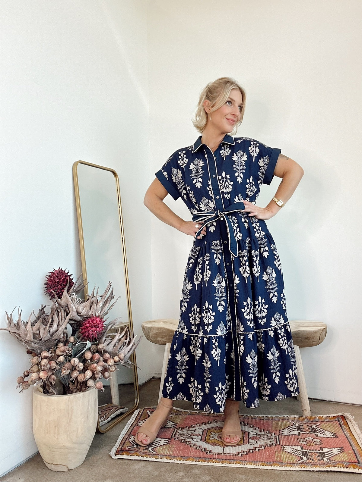 Raya Botanical Print Midi Dress