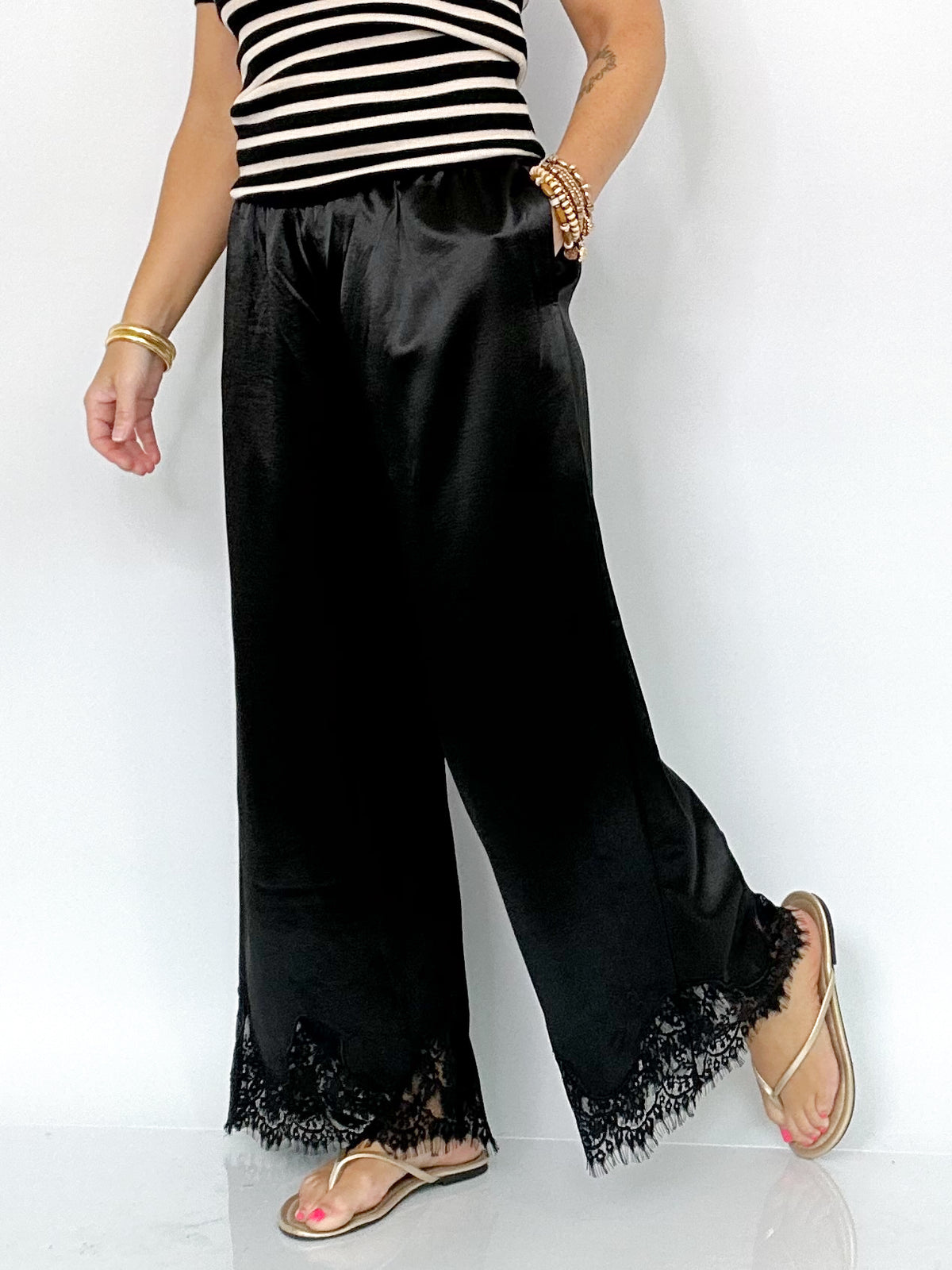 Kaye Satin Lace Pants