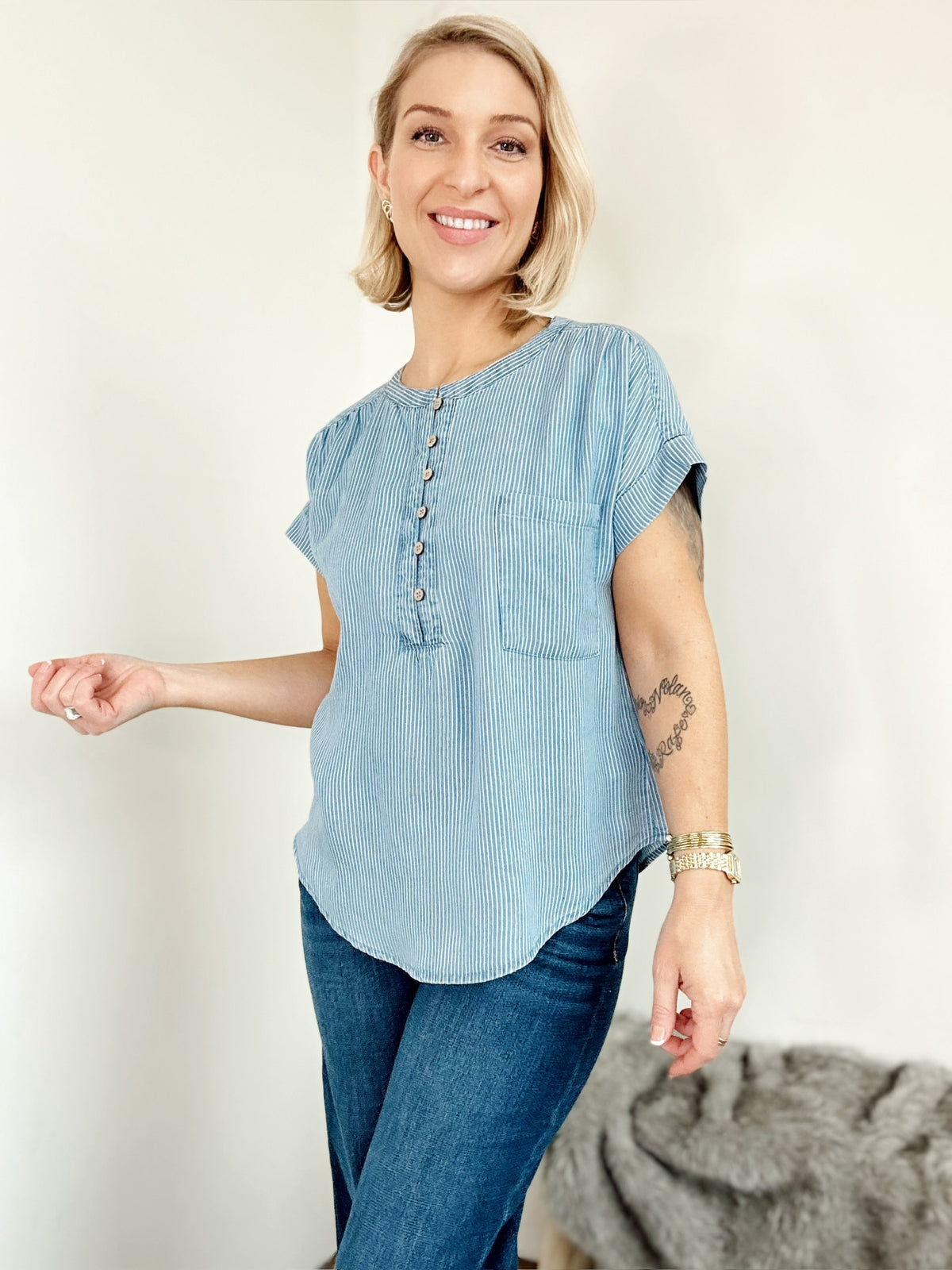 Rachel Chambray Stripe Top