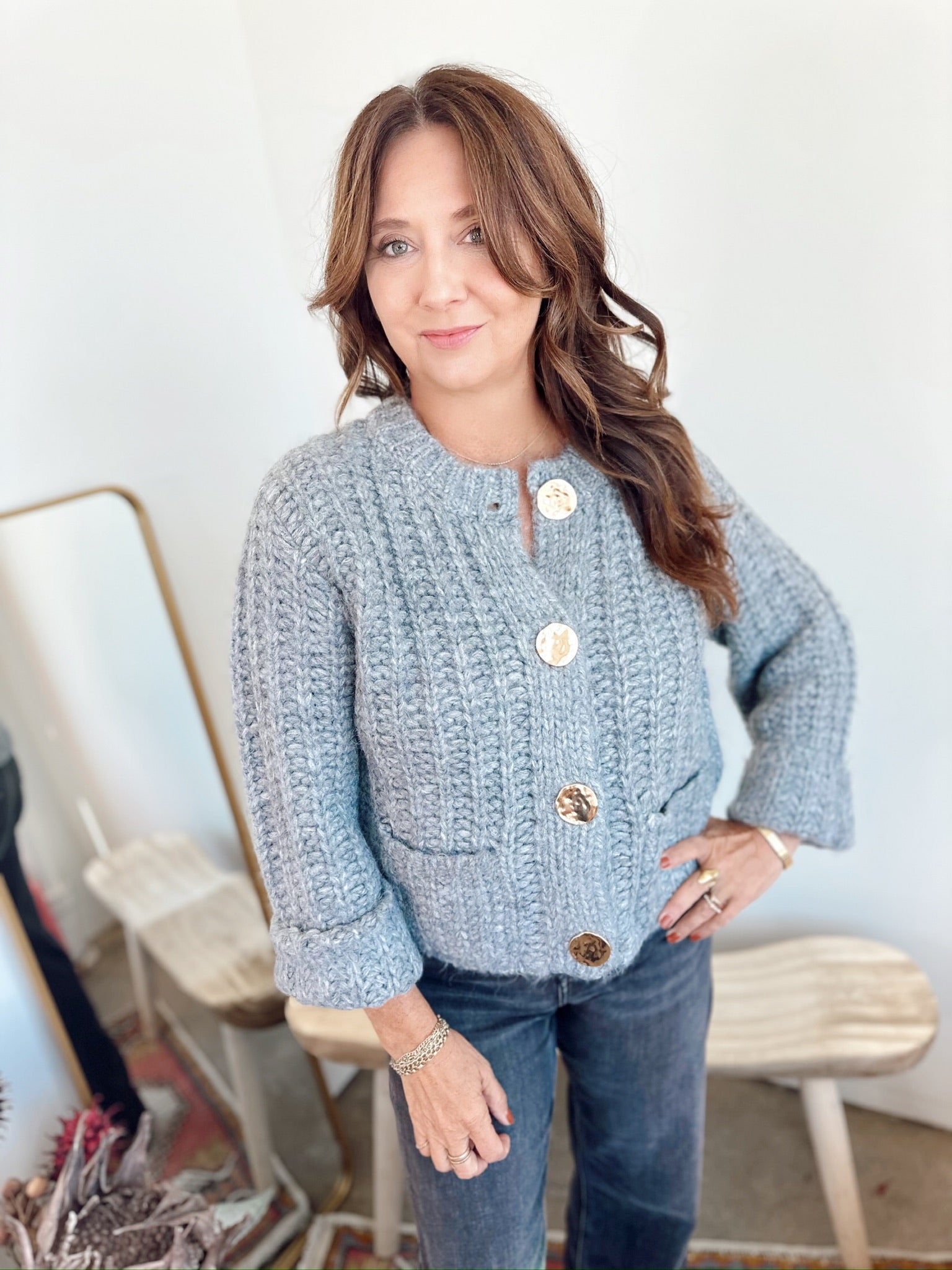 Melinda Knit Cardigan H. Grey