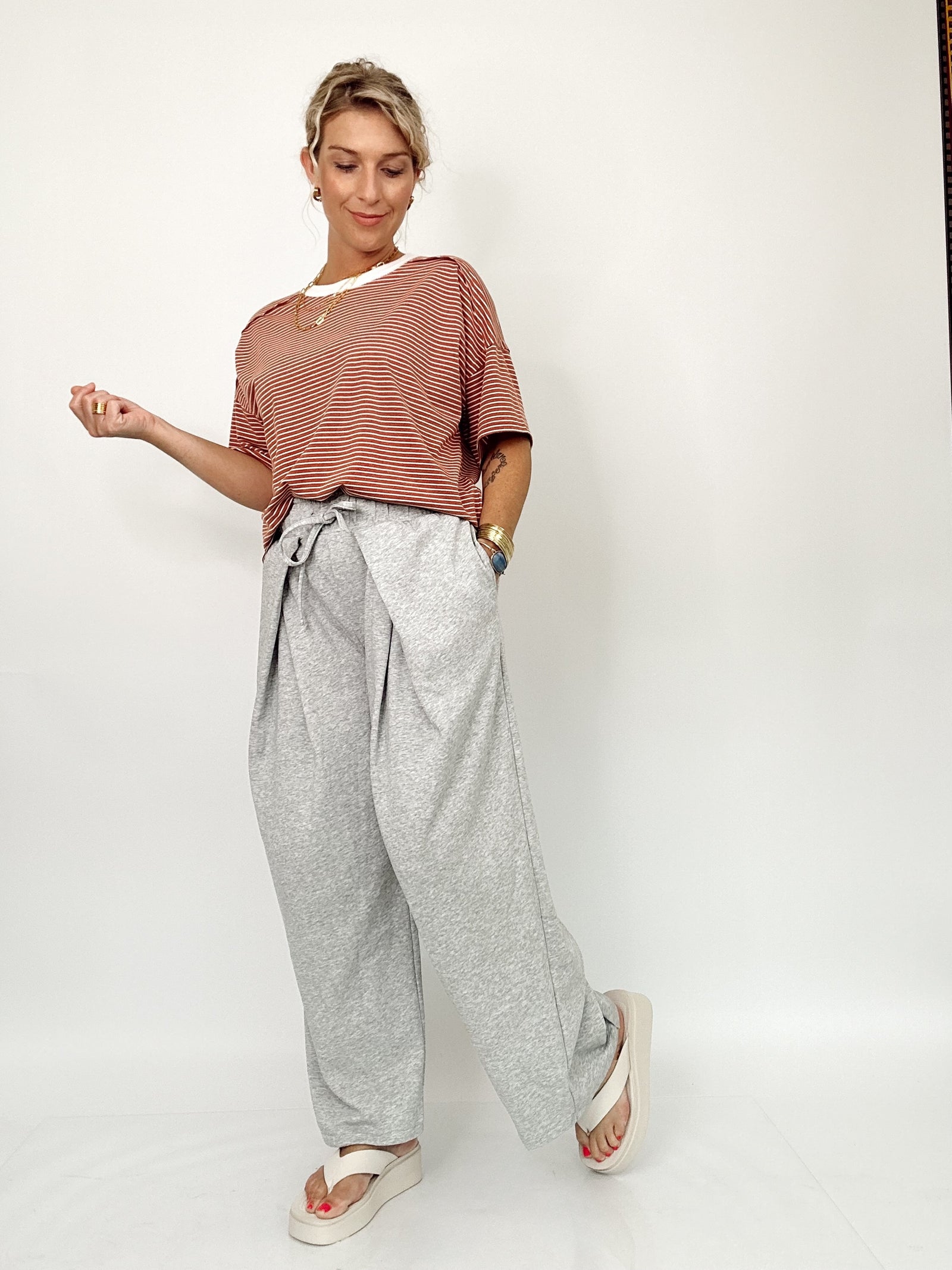 Julianna Stripe Top Sandstone