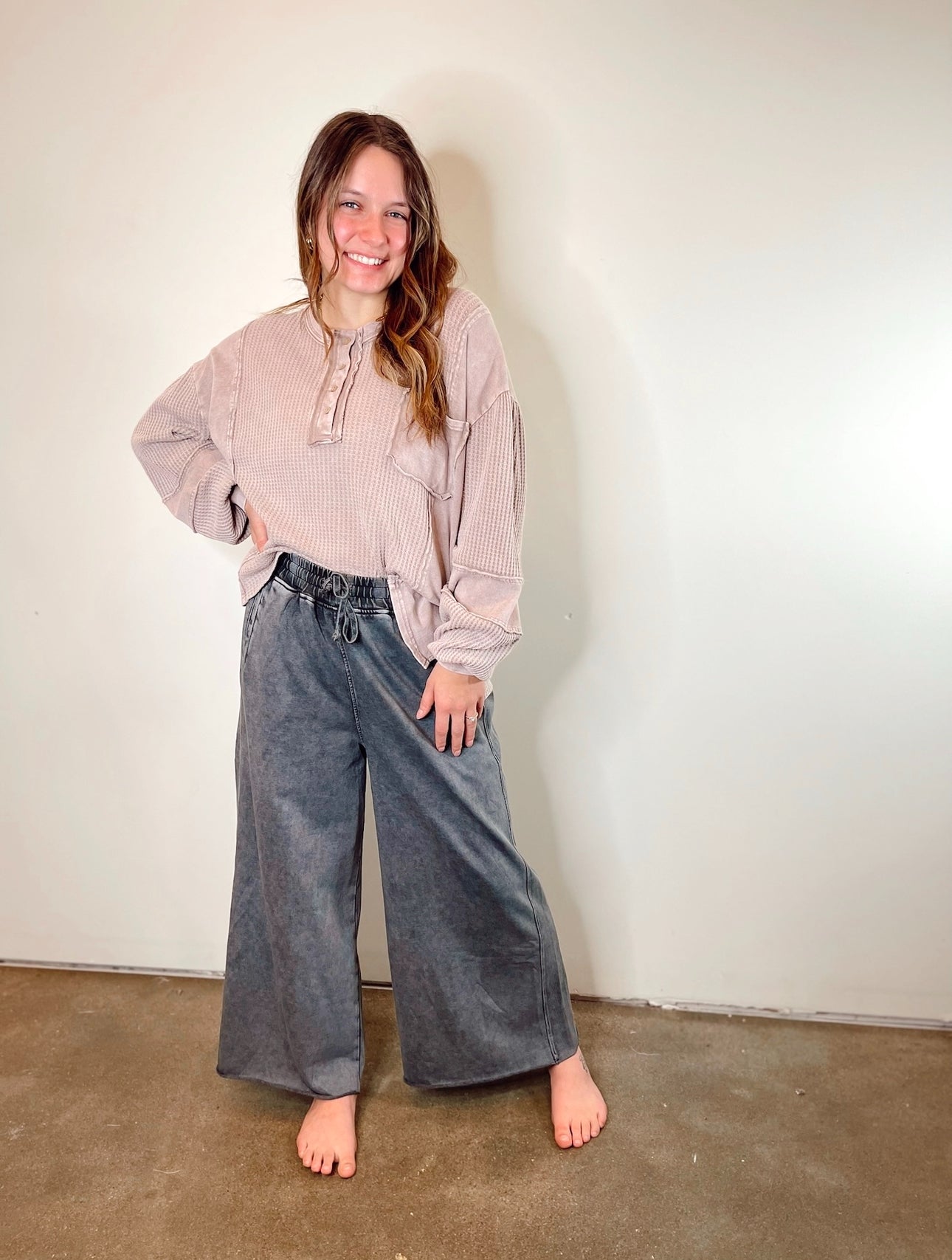 JoJo Mineral Washed Terry Knit Pants