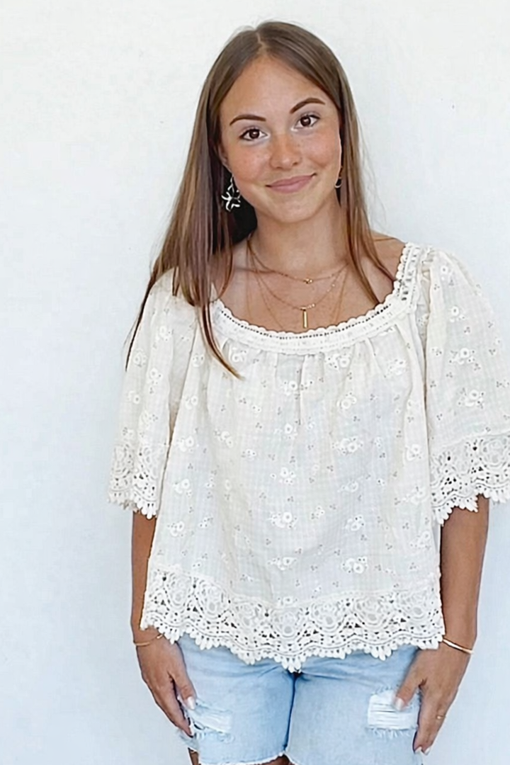 Betsy Flower Eyelet & Lace Top