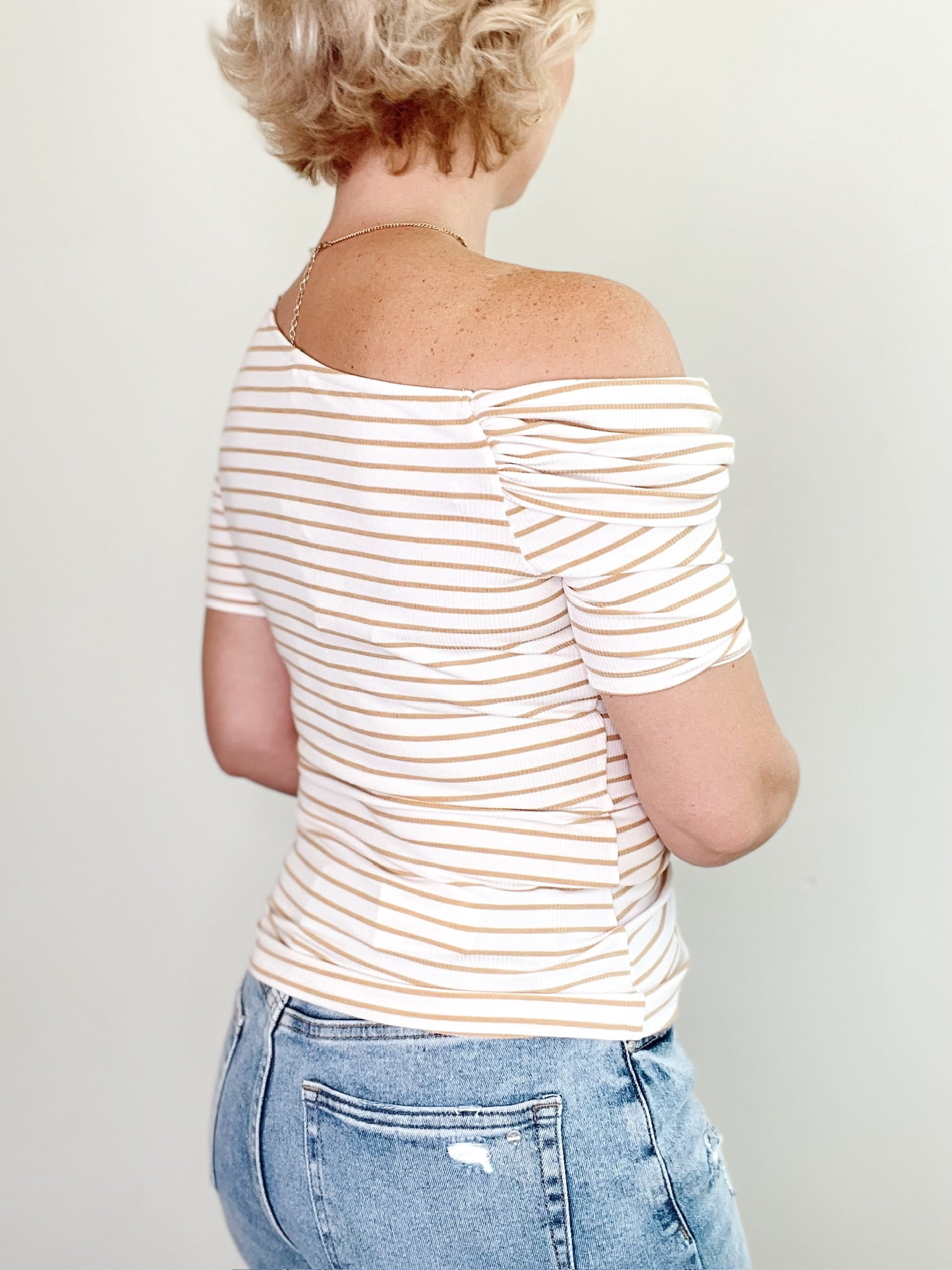 Tatum Striped Top Taupe