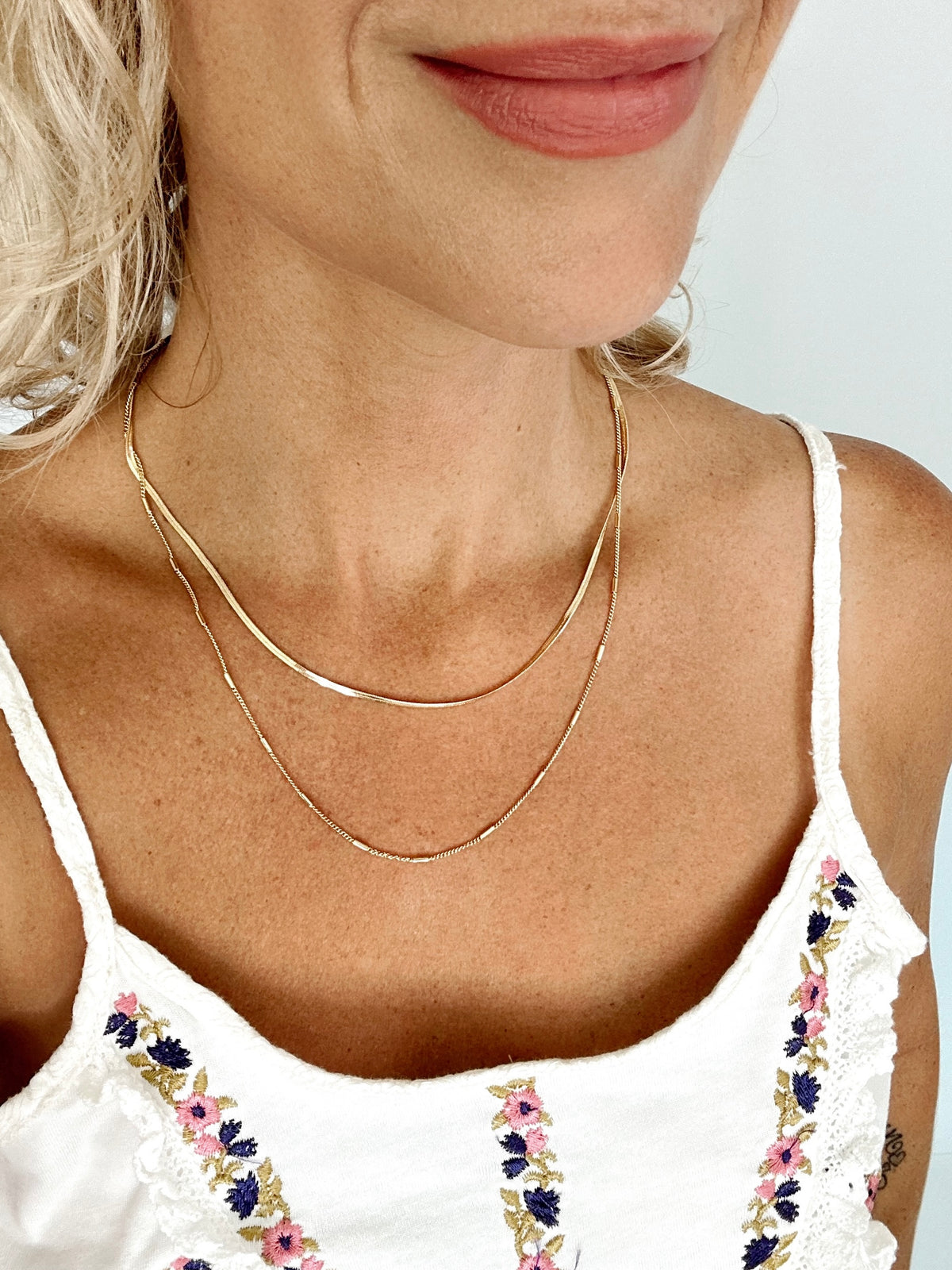 Dainty Chain Double Layered Necklace - G