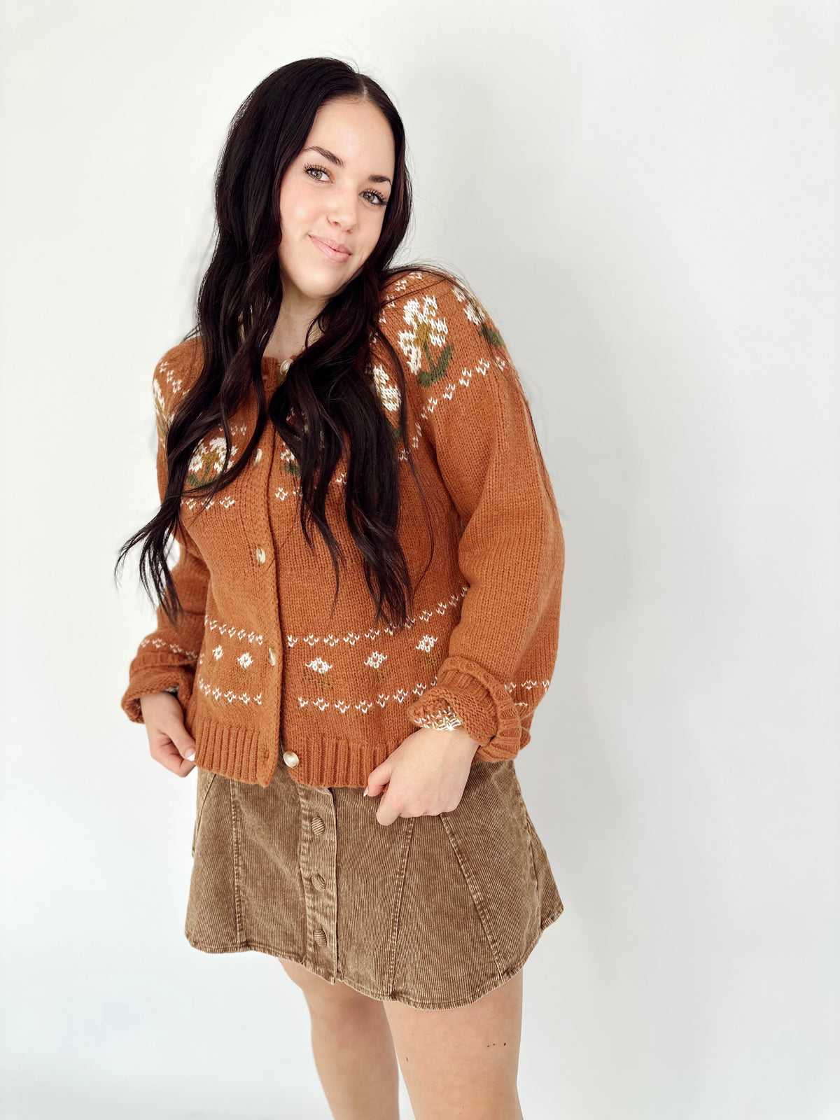 Chantel Flower Button Down Sweater Cardigan